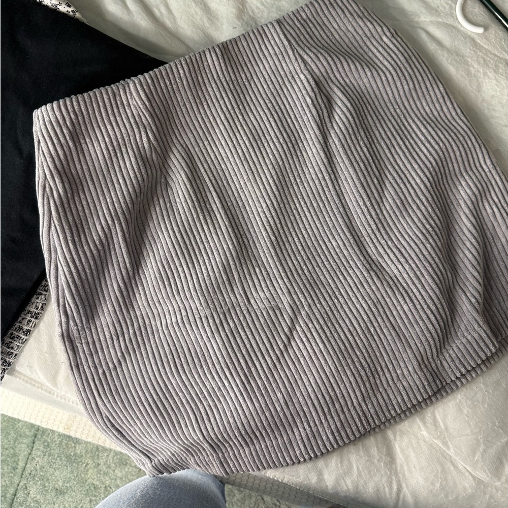Lulu's Light Gray Corduroy Mini Skirt